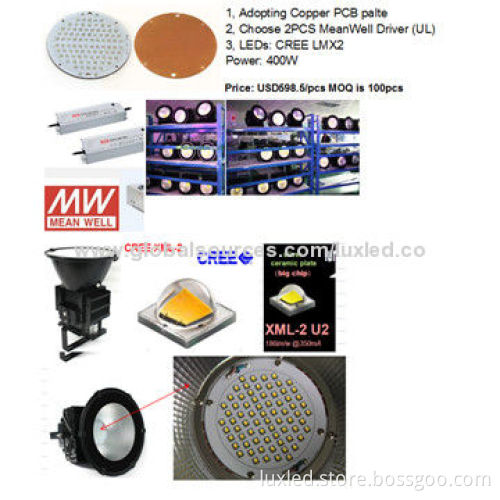 400W LED High Bay Light, Cree Chip, Meanwell Driver, Ultra High-power, 90-305V AC Input Voltage